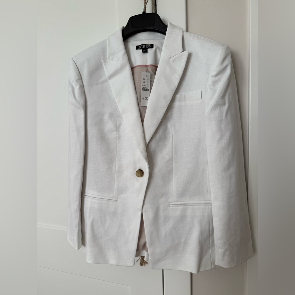 J. Crew White Linen Blend Blazer P12